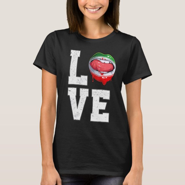Iran Flag Soccer Fan Love Iranian T-Shirt (Front)