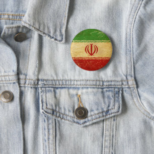 Iran Flag Vintage Design Button