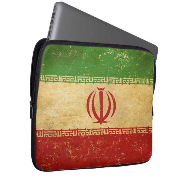 Iran Flag Vintage Design Laptop Sleeve (Front Right)