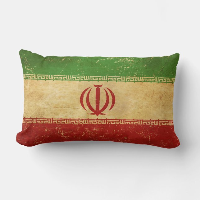  Iran Flag Vintage Design Lumbar Pillow (Front)
