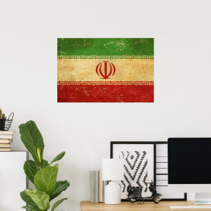 Iran Flag Vintage Design Poster