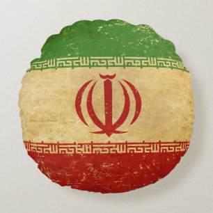 Iran Flag Vintage Design Round Pillow