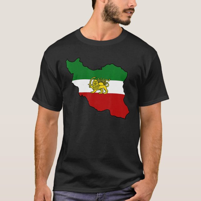 Iran Flag With Lion Iranian T-Shirt (Front)