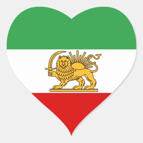 Iran Heart Persian flag with Lion Shah of Iran Heart Sticker