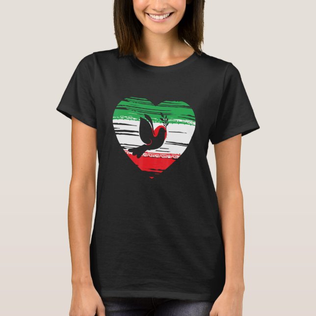 Iran Heart Symbol Flag Iranian Peace Freedom Free  T-Shirt (Front)