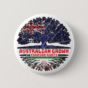 Iran Iranian Australian Australia Tree Roots Flag Button