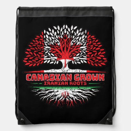 Iran Iranian Canadian Canada Tree Roots Flag Drawstring Bag