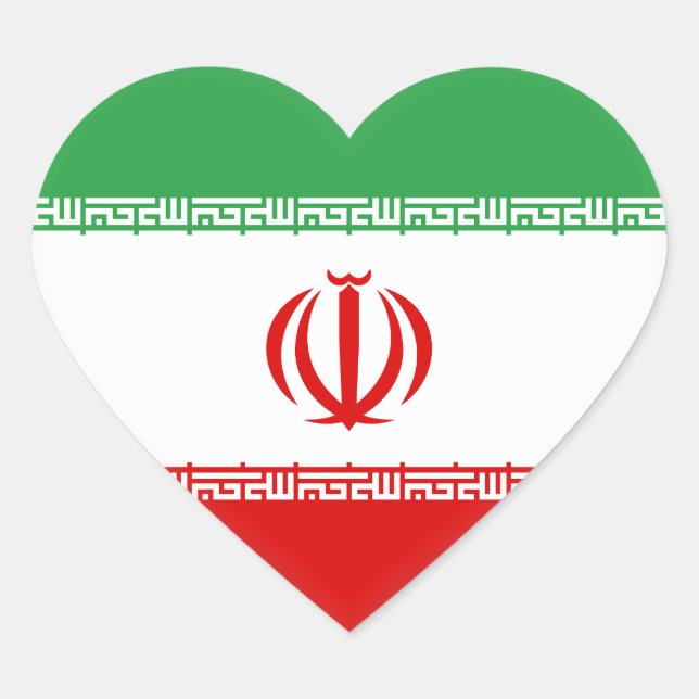 Iran (Iranian) Flag Heart Sticker (Front)