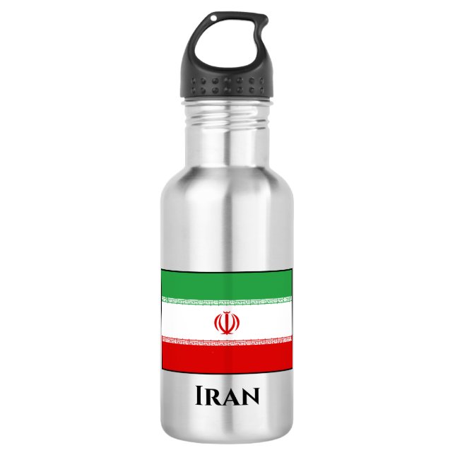 Iran (Iranian) Flag Stainless Steel Water Bottle (Front)