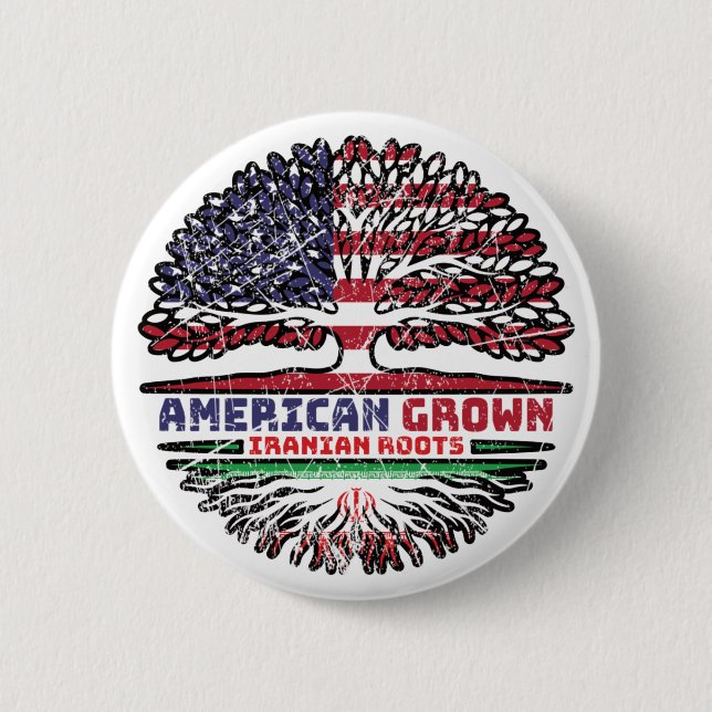 Iran Iranian US American USA United States Tree Button (Front)