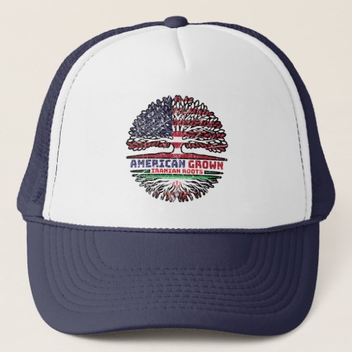 Iran Iranian US American USA United States Tree Trucker Hat