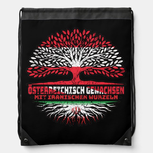 Iran Iranisch Österreichisch Österreich Baum Drawstring Bag (Front)