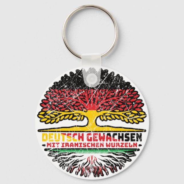 Iran Iranische Deutsch Deutschland Baum Root Keychain (Front)