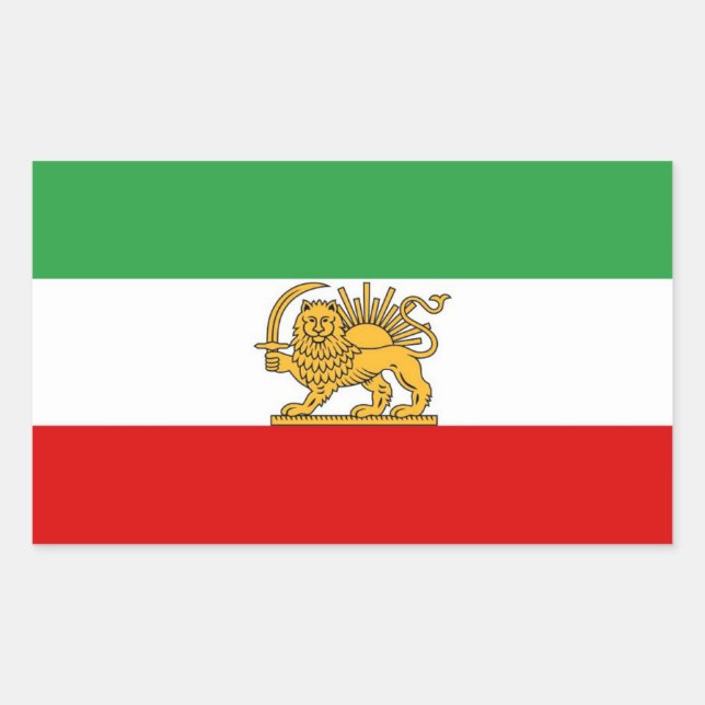 IRAN Lion and Sun Flag LARGE Sticker (Front)