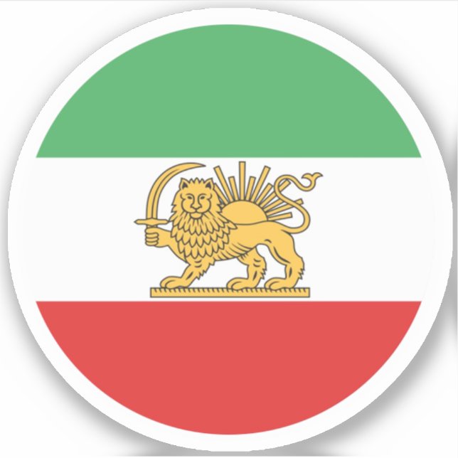 Iran Lion Flag Round Sticker (Front)