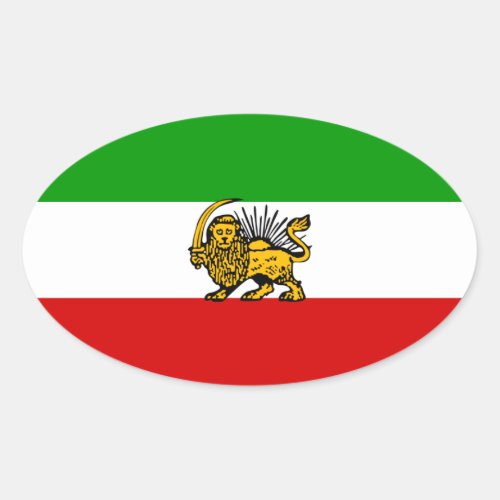 Iran Lion  Sun Flag Oval Sticker
