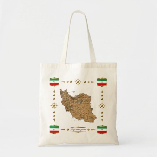 Iran Map  Flags Bag