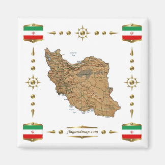 Iran Map + Flags Magnet