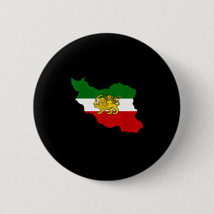 Iran Map Lion And Sun Persian Pahlavi Flag  Button