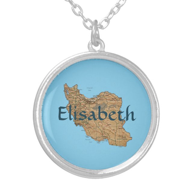 Iran Map + Name Necklace (Front)