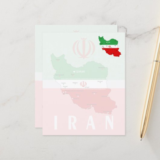 Iran Map with Flag and Emblem (Front/Back In Situ)