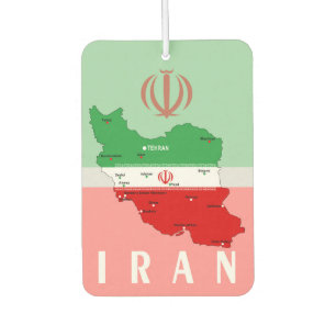 Iran Map with Flag and Emblem Air Freshener