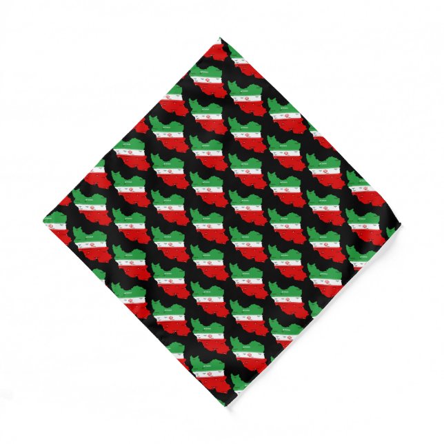 Iran Map with Flag and Emblem Bandana (Front)