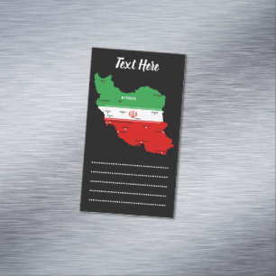 Iran Map with Flag and Emblem Business Card Magnet