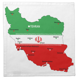 Iran Map with Flag and Emblem Cloth Napkin