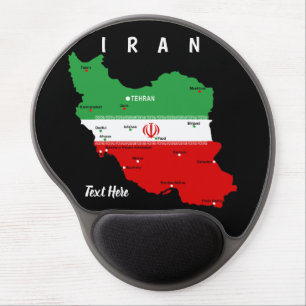 Iran Map with Flag and Emblem Gel Mouse Pad