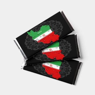 Iran Map with Flag and Emblem Hershey Bar Favors