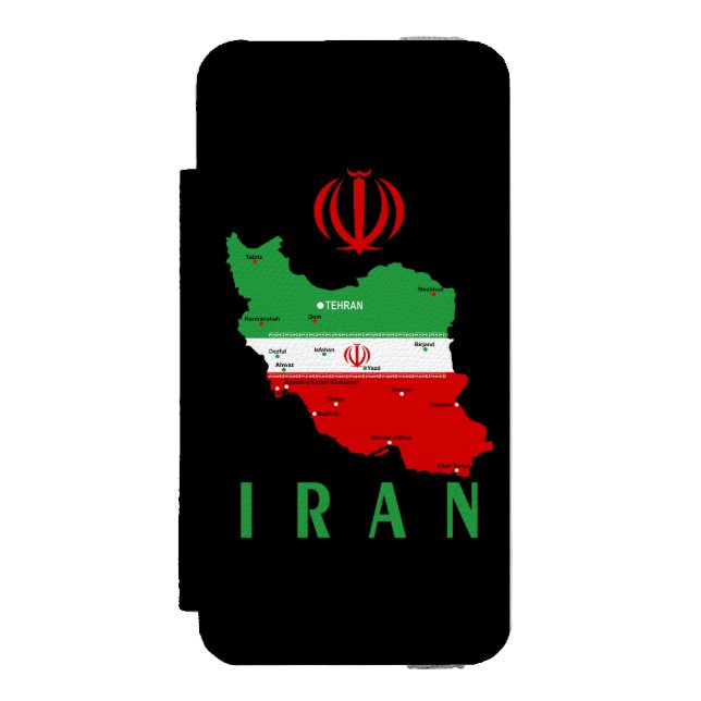 Iran Map with Flag and Emblem Incipio iPhone Wallet Case (Folio Front)