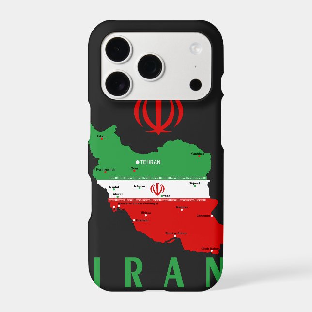 Iran Map with Flag and Emblem Iphone Case (Back)