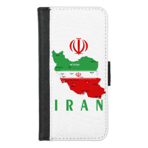 Iran Map with Flag and Emblem iPhone 8/7 Wallet Case