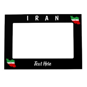 Iran Map with Flag and Emblem Magnetic Frame