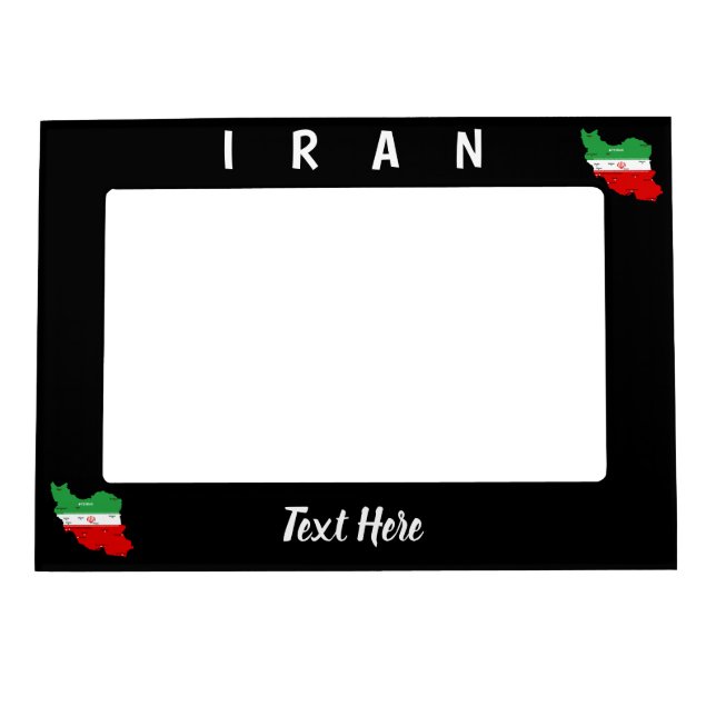 Iran Map with Flag and Emblem Magnetic Frame (Front)