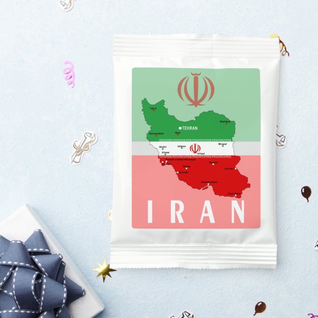 Iran Map with Flag and Emblem Margarita Drink Mix (Packets)