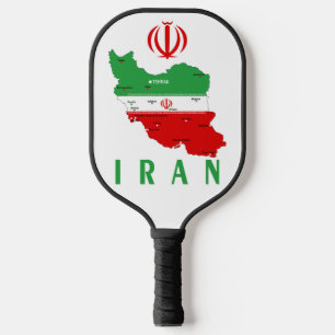 Iran Map with Flag and Emblem Pickleball Paddle