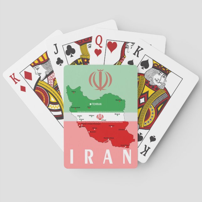 Iran Map with Flag and Emblem Poker Cards (Back)