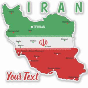 Iran Map with Flag and Emblem Sticker