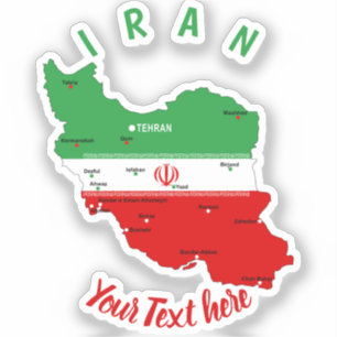 Iran Map with Flag and Emblem Sticker