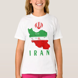 Iran Map with Flag and Emblem T-Shirt