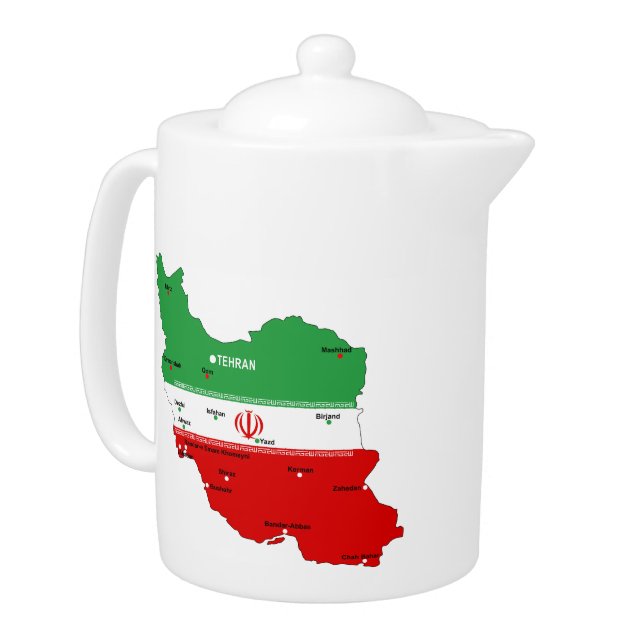 Iran Map with Flag and Emblem Teapot (Left)