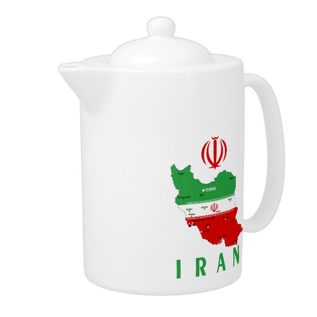 Iran Map with Flag and Emblem Teapot (Right)