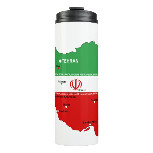 Iran Map with Flag and Emblem Thermal Tumbler (Front)