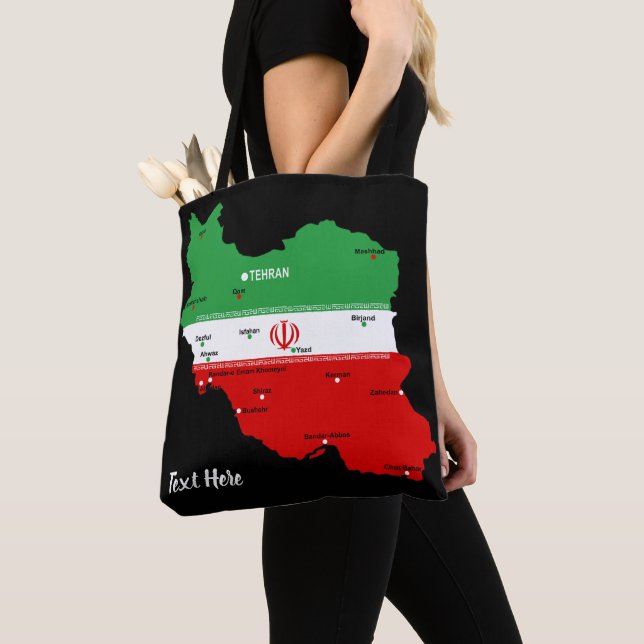 Iran Map with Flag and Emblem Tote Bag (Close Up)