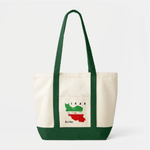 Iran Map with Flag and Emblem Tote Bag