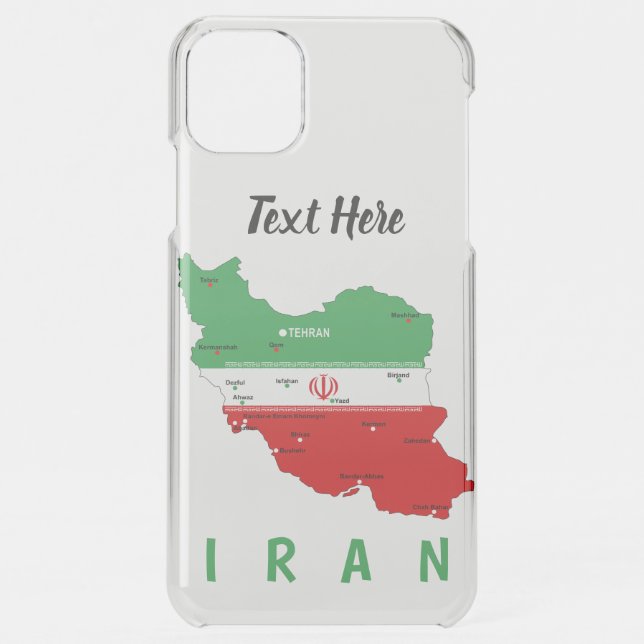 Iran Map with Flag and Emblem Uncommon iPhone Case (Back)