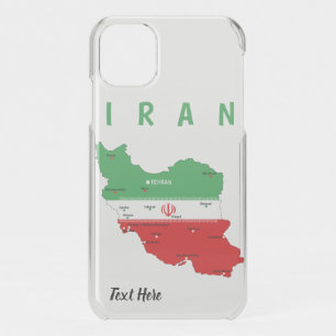 Iran Map with Flag and Emblem iPhone 11 Case