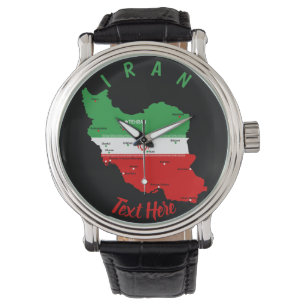 Iran Map with Flag and Emblem Watch